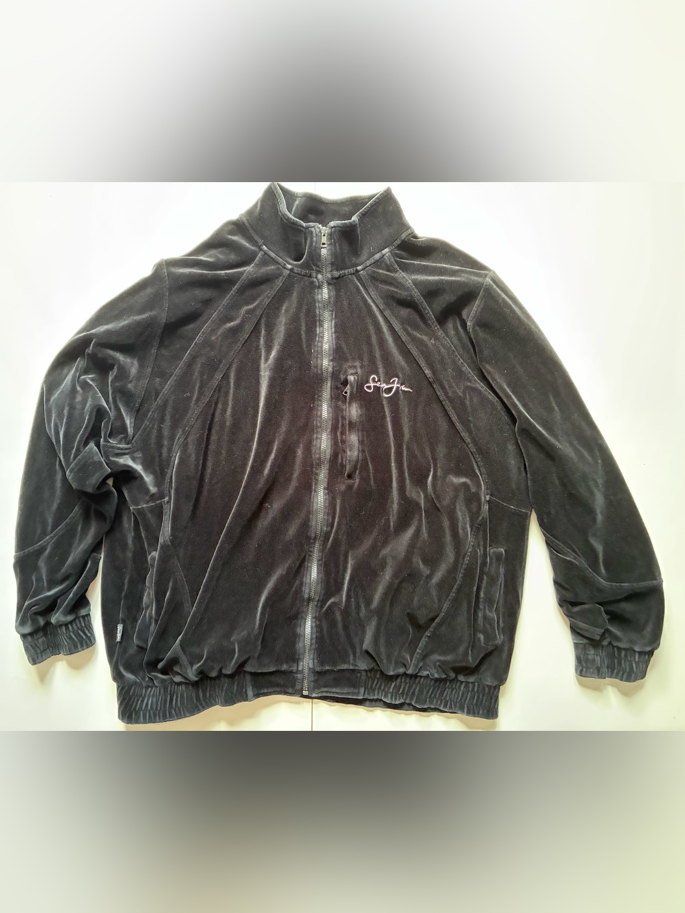 Vintage SEAN JOHN Original Black Velour Men’s XXL Track Jacket Zip Hip Hop